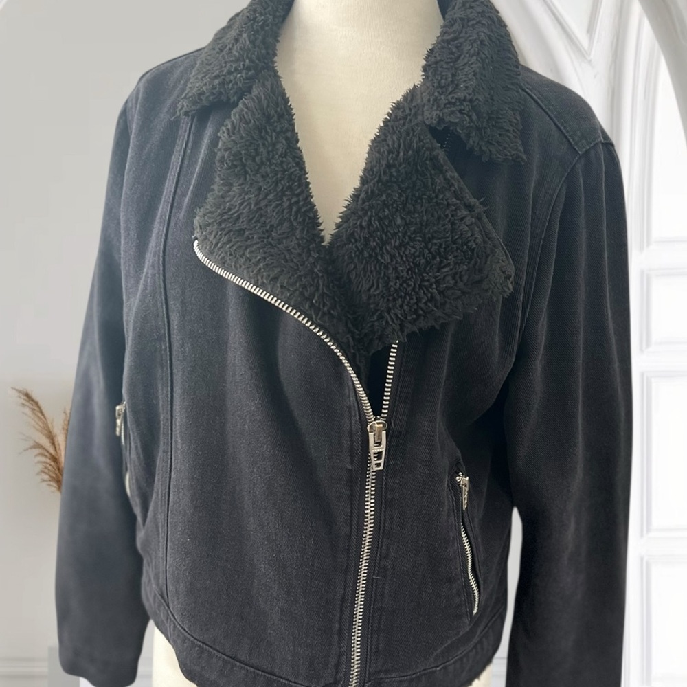 Thread & Supply Black Teddy Jean Jacket